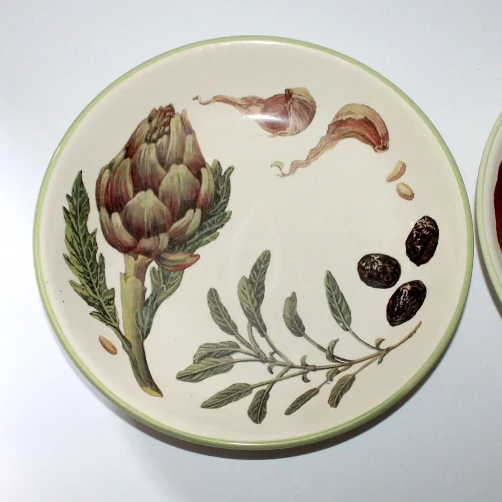 Williams Sonoma Herbs & Vegetables 2 Pasta Bowls plate Fennel Artichoke